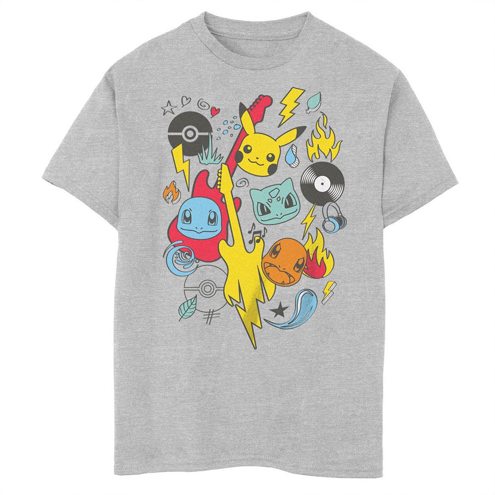 Boys Pokemon Starters Rock Collage Husky Graphic Tee
