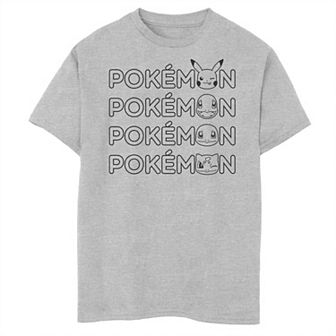 Boys Pokemon Original Starters Pikachu Heads Stacked Husky Graphic Tee