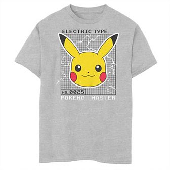 Boys Pokemon Pikachu 025 Electric Type Master Grid Box Husky Graphic Tee