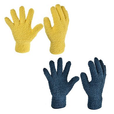 2 Pairs Dusting Cleaning Gloves Microfiber Mittens for Home 2 Colors