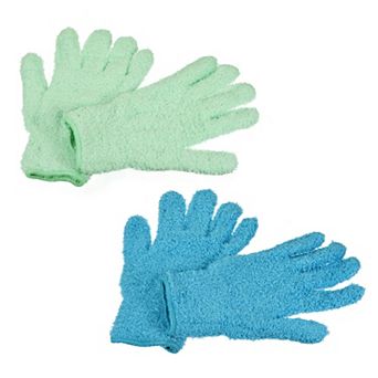 2 Pairs Dusting Cleaning Gloves Microfiber Mittens for Home 2 Colors