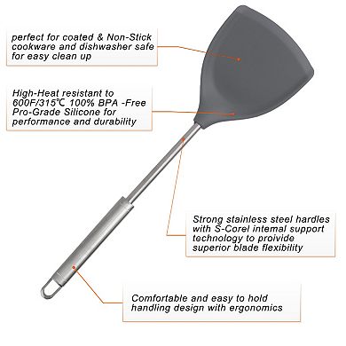 Silicone Turner Spatula Heat Resistant Non-scratch for Mixing Cooking