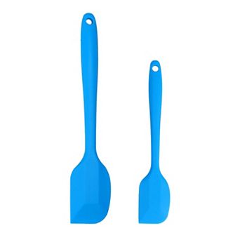 2 pc Silicone Spatula Set Heat Resistant Rubber Turner for Cooking Baking Blue