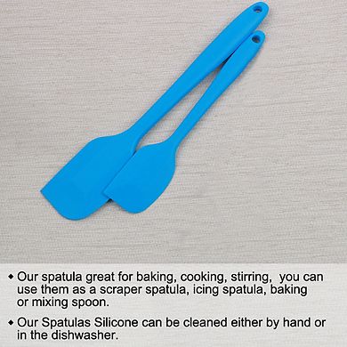 2 Pcs Silicone Spatula Set Heat Resistant Rubber Turner for Cooking Baking Blue