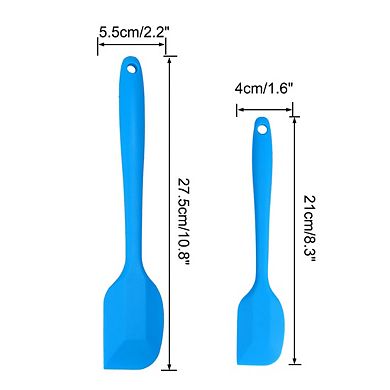 2 Pcs Silicone Spatula Set Heat Resistant Rubber Turner for Cooking Baking Blue