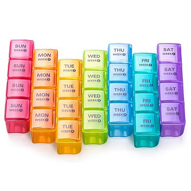 Sukuos 28 Day Pill Organizer, Large Moisture-Resistant 4 Week Case