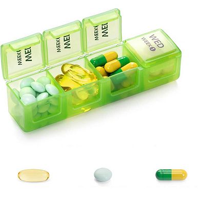Sukuos 28 Day Pill Organizer, Large Moisture-Resistant 4 Week Case