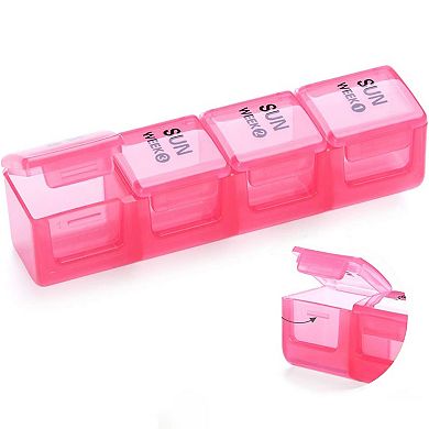 Sukuos 28 Day Pill Organizer, Large Moisture-Resistant 4 Week Case