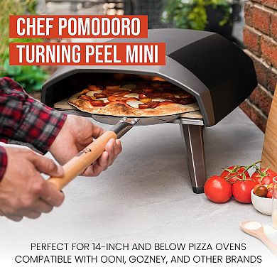 Chef Pomodoro Aluminum Turning Pizza Peel With Detachable Wood Handle For Easy Storage (7-inch)