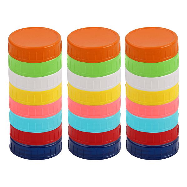 24 Pcs Assorted Color Plastic Mason Jar Lids Regular Mouth Mason ...