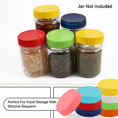 24 Pcs Assorted Color Plastic Mason Jar Lids Regular Mouth Mason Canning Jars