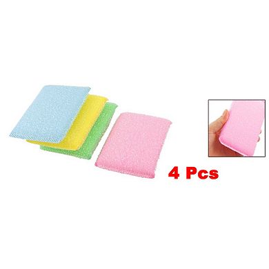 4 Pcs Assorted Color Scrub Sponge Padded Dish Pad Bowl Cup Cleaner