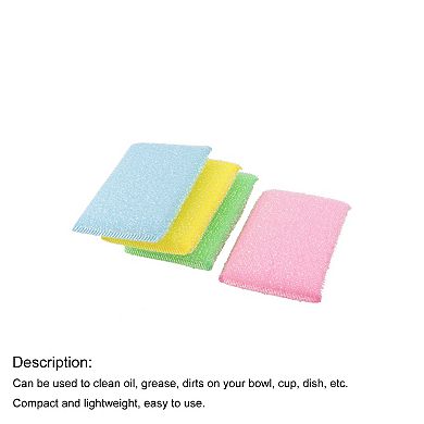 4 Pcs Assorted Color Scrub Sponge Padded Dish Pad Bowl Cup Cleaner