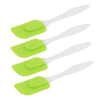 Silicone Head Plastic Handle Heat Resistant Nonstick Spatula Scraper Green 4 pc