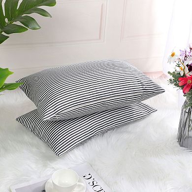 Striped Lumbar Throw Pillow Cover Set (2-pack), 12" X 20"