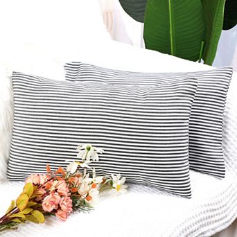Striped Lumbar Throw Pillow Cover Set (2-pack), 12" X 20"