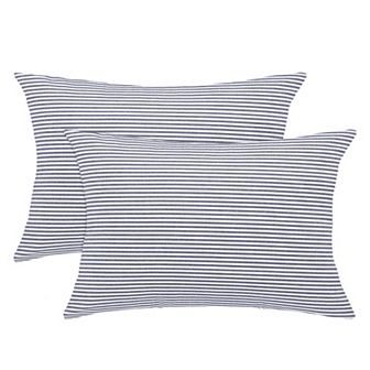 Striped Lumbar Throw Pillow Cover Set (2-pack), 12" X 20"