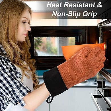 Silicone Oven Mitts Toaster Heatproof Gloves 1 Pair