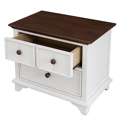 Wooden Captain Two-Drawer Nightstand Kids Night Stand End Side Table for Bedroom, Living Room