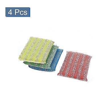 Home Kitchen Bowl Dish Pot Wash Clean Scrub Sponge Cleaning Pads Multicolor 4pcs