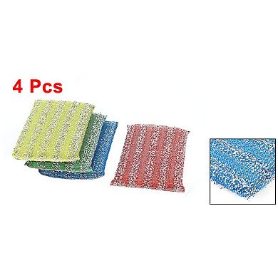 Home Kitchen Bowl Dish Pot Wash Clean Scrub Sponge Cleaning Pads Multicolor 4pcs