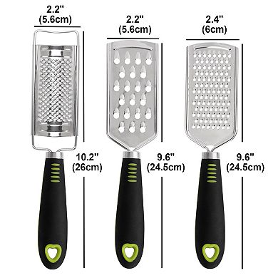 3 Pcs Stainless Steel Cheese Graters Set, Vegetable Fruits Slicer for Kitchen