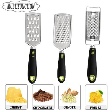 3 Pcs Stainless Steel Cheese Graters Set, Vegetable Fruits Slicer for Kitchen