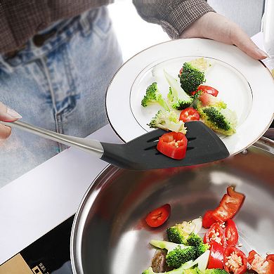 Silicone Slotted Turner Heat Resistant Non-sticky Cookware Black