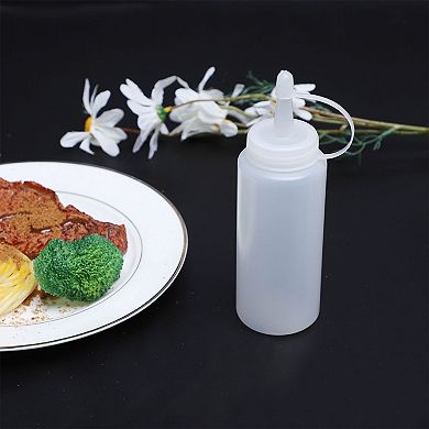 Plastic Squeeze Bottle Attached Oil Dispenser Nozzle Cap White 200ml 2 Pcs