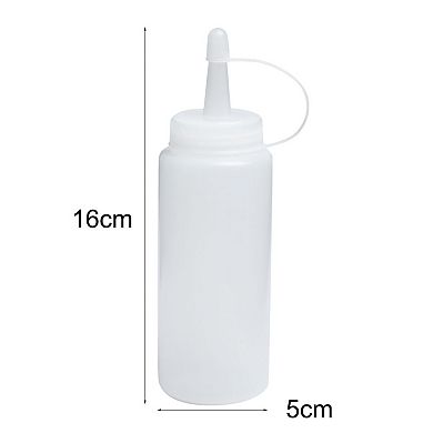 Plastic Squeeze Bottle Attached Oil Dispenser Nozzle Cap White 200ml 2 Pcs