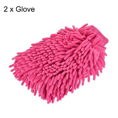 2 Pcs Microfiber Chenille Double-Sided Large Dusting Wash Mitten Cleaning