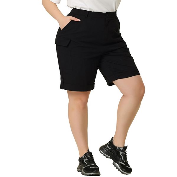 Plus Size Short for Women Jogger Cargo Pocket Track Midi Short Pant