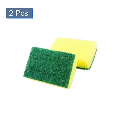 Kitchenware Bowl Dish Cleaning Soft Scrub Sponge Pad Green Yellow