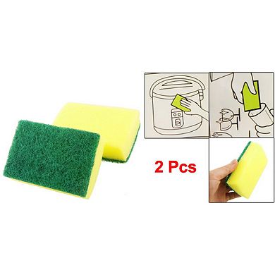 Kitchenware Bowl Dish Cleaning Soft Scrub Sponge Pad Green Yellow