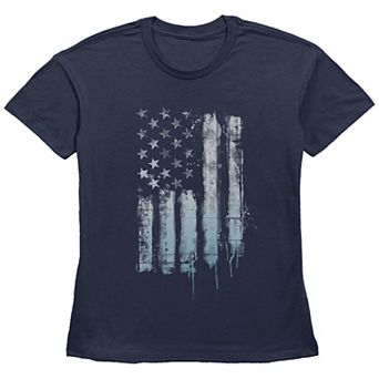 Women's Fifth Sun Rustic American Flag Paint Drip Short Sleeve Graphic Tee
