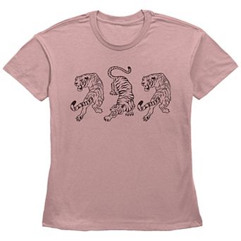 Women's Fifth Sun Linedrawn Three Tigers Short Sleeve Graphic Tee