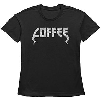 Women's Fifth Sun Distressed Metal Music "Coffee" Short Sleeve Graphic Tee