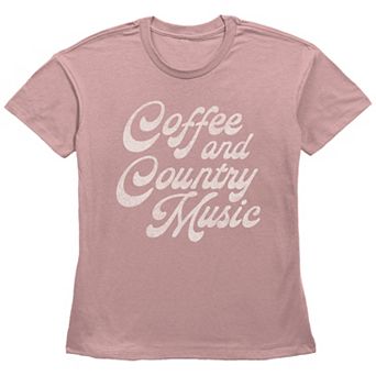 Women's Fifth Sun "Coffee and Country Music" Cursive Text Short Sleeve Graphic Tee
