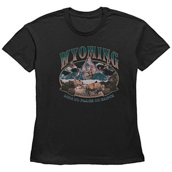 Women's Fifth Sun Wyoming Mountain Scene "Like No Place On Earth" Graphic Tee