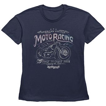 Women's Fifth Sun American Vintage Moto Racing Coast To Coast Line Art Graphic Tee