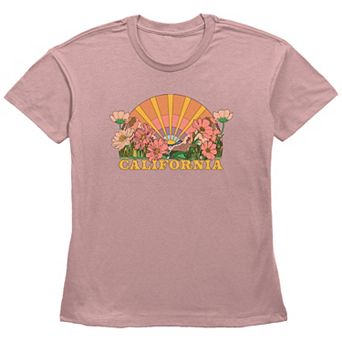 Women's Fifth Sun California Hippy Floral Sunrise Landscape Graphic Tee