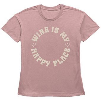 Women's Fifth Sun "Wine Is My Happy Place" Circle Badge Graphic Tee
