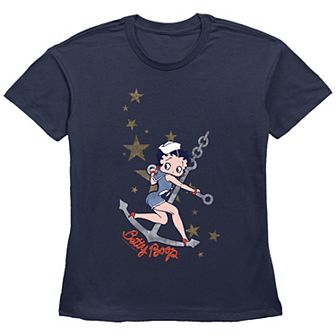 Women's Betty Boop Sailor Anchor Stars Graphic Tee