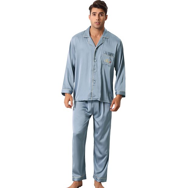 Men s Sleepwear Long Sleeve Button Down Shirt Pants Matching Couple Pajama Sets