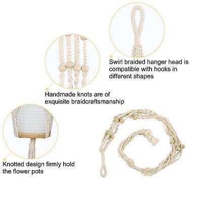 Macrame Plant Hanger Flower Pot Holder Hanging Cotton Rope 47.2 Inch Length