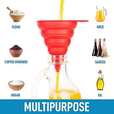 Zulay Kitchen Flexible Foldable Kitchen Silicone Funnel for Transferring Liquids & Filling Bottles