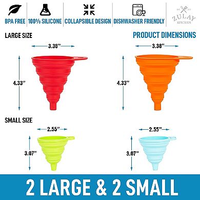 Zulay Kitchen Flexible Foldable Kitchen Silicone Funnel for Transferring Liquids & Filling Bottles