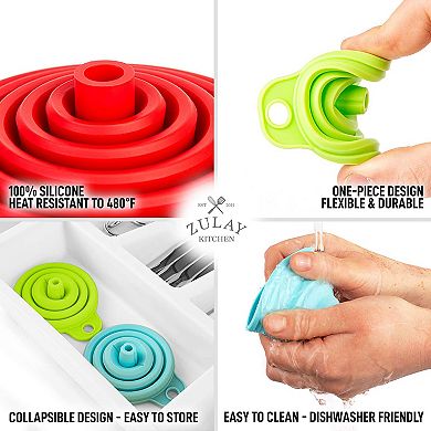 Zulay Kitchen Flexible Foldable Kitchen Silicone Funnel for Transferring Liquids & Filling Bottles