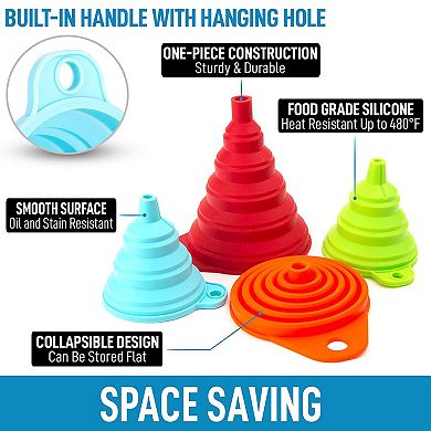 Zulay Kitchen Flexible Foldable Kitchen Silicone Funnel for Transferring Liquids & Filling Bottles