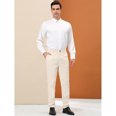 Men's Dress Trousers Solid Color Flat Front Skinny Business Pants